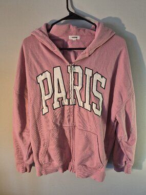 Garage Pink Paris Zip-Up Hoodie Size L 🇫🇷✨